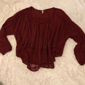 Free People flowy burgundy blouse